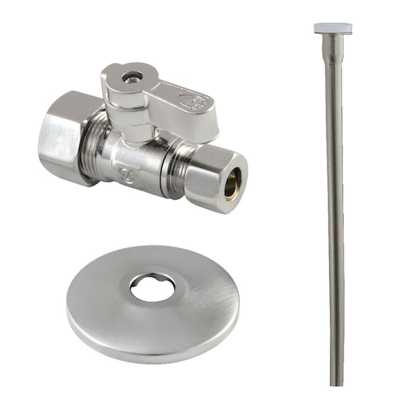 Toilet Supply Kit, 58 OD x 38 OD Comp Straight Valve, Brushed Nickel